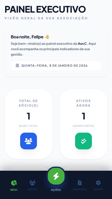 Tela de gestão financeira no aplicativo SócioFácil